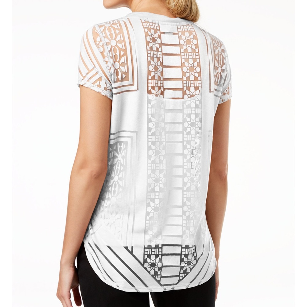 Bar III Womens Burnout T-Shirt in White